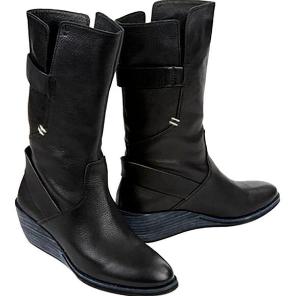 Emu Boots Black Leather Tall Style Allira Boots Size 7 - Picture 1 of 13